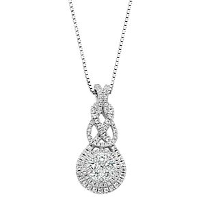 Diamond Essence Sterling Silver Cubic Zirconia Halo Pendant