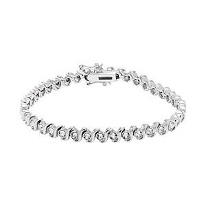 Diamond Essence Sterling Silver Crystal S Link Tennis Bracelet