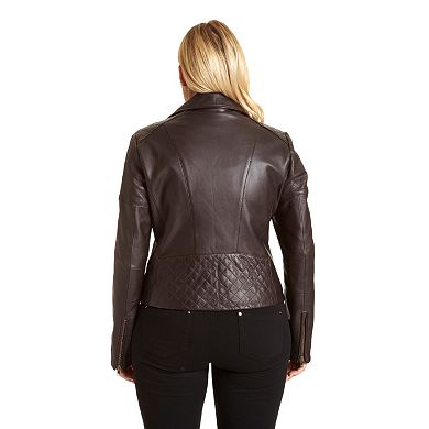 Plus Size Excelled Asymmetrical Leather Motorcycle Jacket