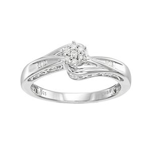 Always Yours Sterling Silver 1/10 Carat T.W. Diamond Flower Engagement Ring