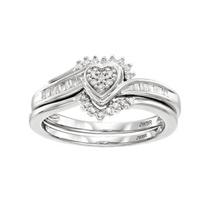 Always Yours Sterling Silver 1/5 Carat T.W. Diamond Heart Engagement Ring Set