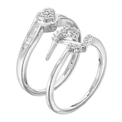Always Yours Sterling Silver 1/5 Carat T.W. Diamond Heart Engagement Ring Set