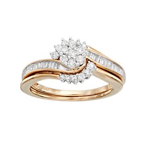 Always Yours 14k Gold Over Silver 1/2 Carat T.W. Diamond Cluster Engagement Ring Set