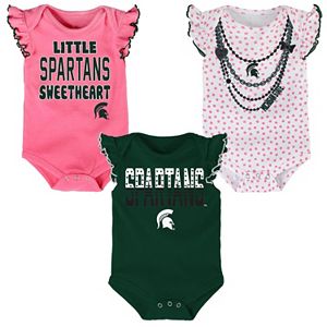 Baby Michigan State Spartans Polka Fan 3-Piece Bodysuit Set