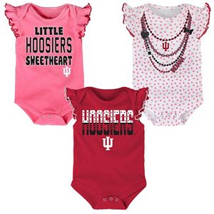 Baby Indiana Hoosiers Polka Fan 3-Piece Bodysuit Set