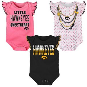 Baby Iowa Hawkeyes Polka Fan 3-Piece Bodysuit Set