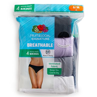 Women's Fruit of the Loom Signature 4-pack Breathable Micro Mesh Bikini Panties 4DBKBIK