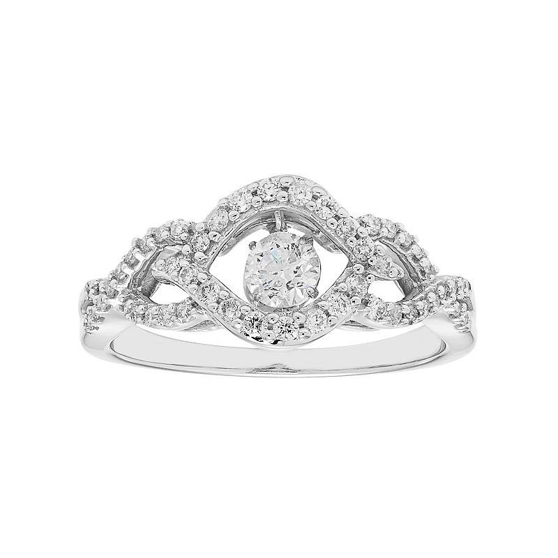 14k White Gold 1/2 Carat T.W. Diamond Woven Ring, Womens, Size: 8.50