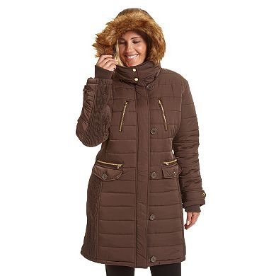 Plus Size Excelled Long Hoded Puffer Jacket
