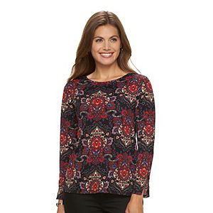 Petite Dana Buchman Floral Textured Knit Tunic