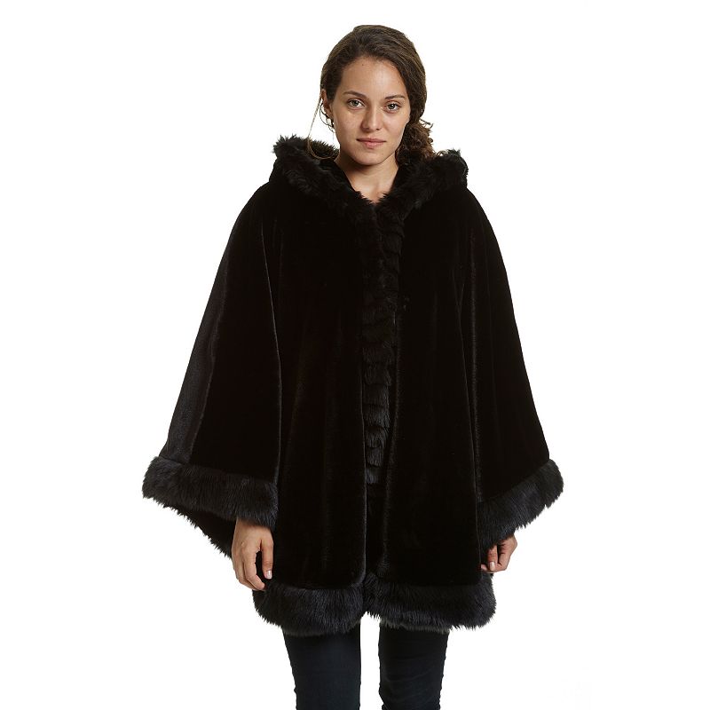 Women's Excelled Hooded Cape Coat, Size: S/M, Black | Shop Your Way ...