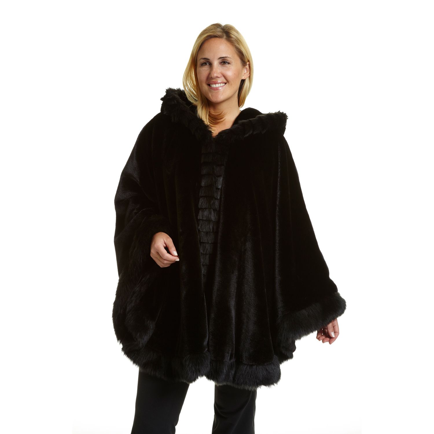 plus size cape coat with hood