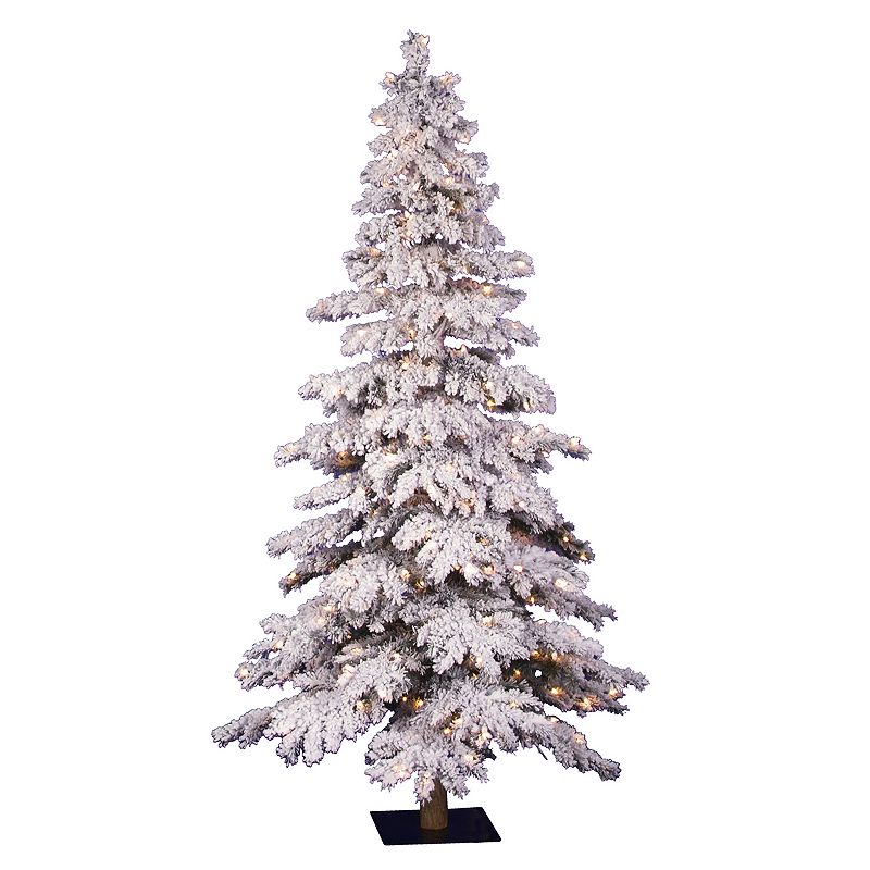 Vickerman 5-ft. Pre-Lit Flocked Spruce Artificial Christmas Tree, White