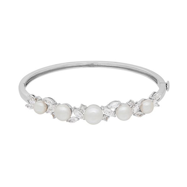 The Pearl Source White Freshwater Pearl Bracelet for Women - Cultured Pearl  Bracelet with 14k Gold Plated Clasp with Genuine Cultured Pearls