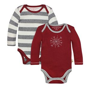 Baby Burt's Bees Baby Organic 2-pk. Striped & Snowflake Bodysuits