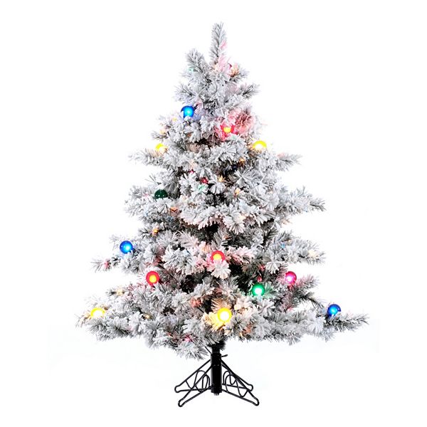 Vickerman 4.5ft. PreLit Flocked Alaskan Pine Artificial Christmas Tree