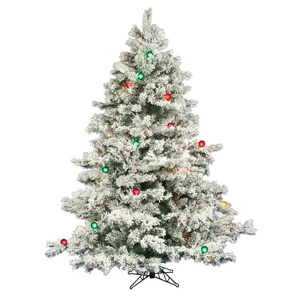 Vickerman 6.5ft. Multicolor LED PreLit Flocked Alaskan Pine Artificial Christmas Tree