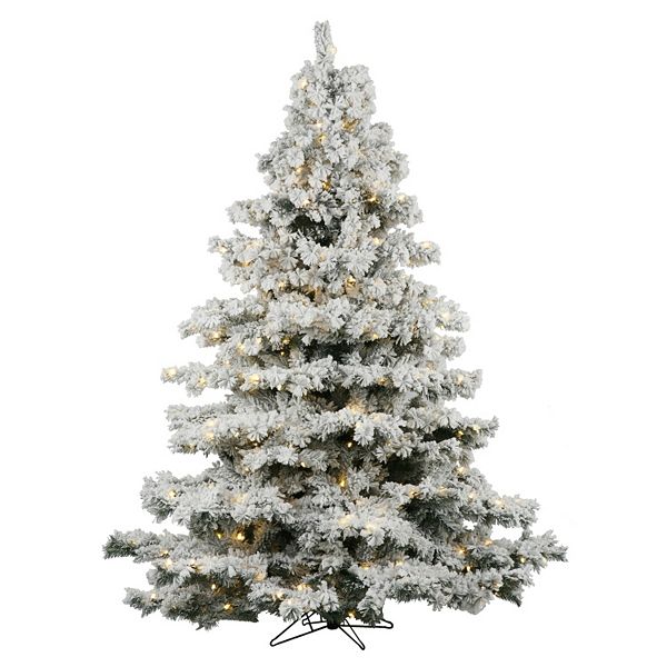 Vickerman 7.5-ft. Warm White Pre-Lit Flocked Alaskan Pine Artificial ...