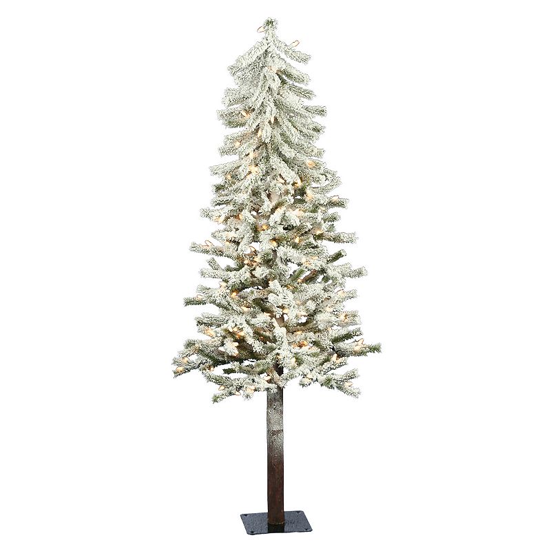 Vickerman 4-ft. Clear Pre-Lit Flocked Alpine Artificial Christmas Tree, Whi