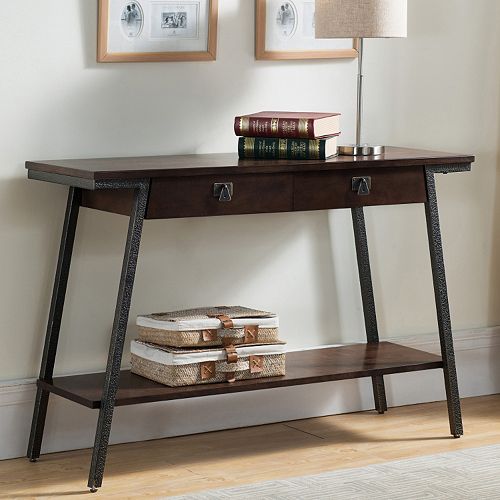 Leick Furniture 2Drawer Walnut Finish Sofa Table