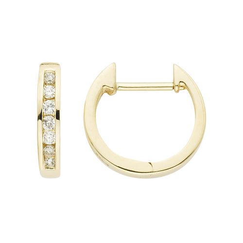 14k Gold 1/8 Carat T.W. Diamond Huggie Hoop Earrings