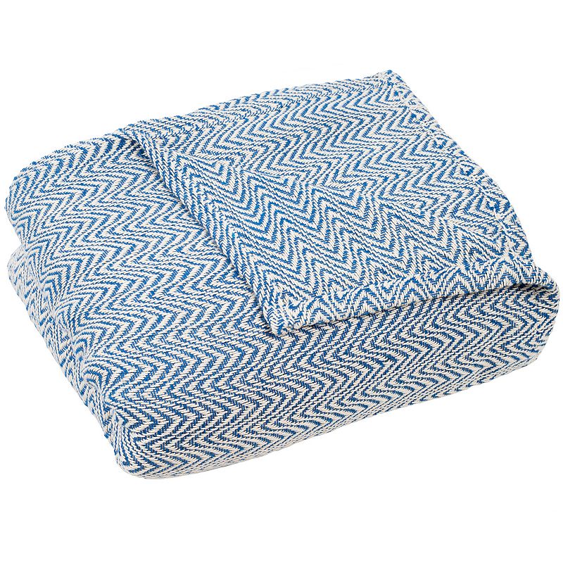 Chevron Cotton Blanket, Blue, Full/Queen