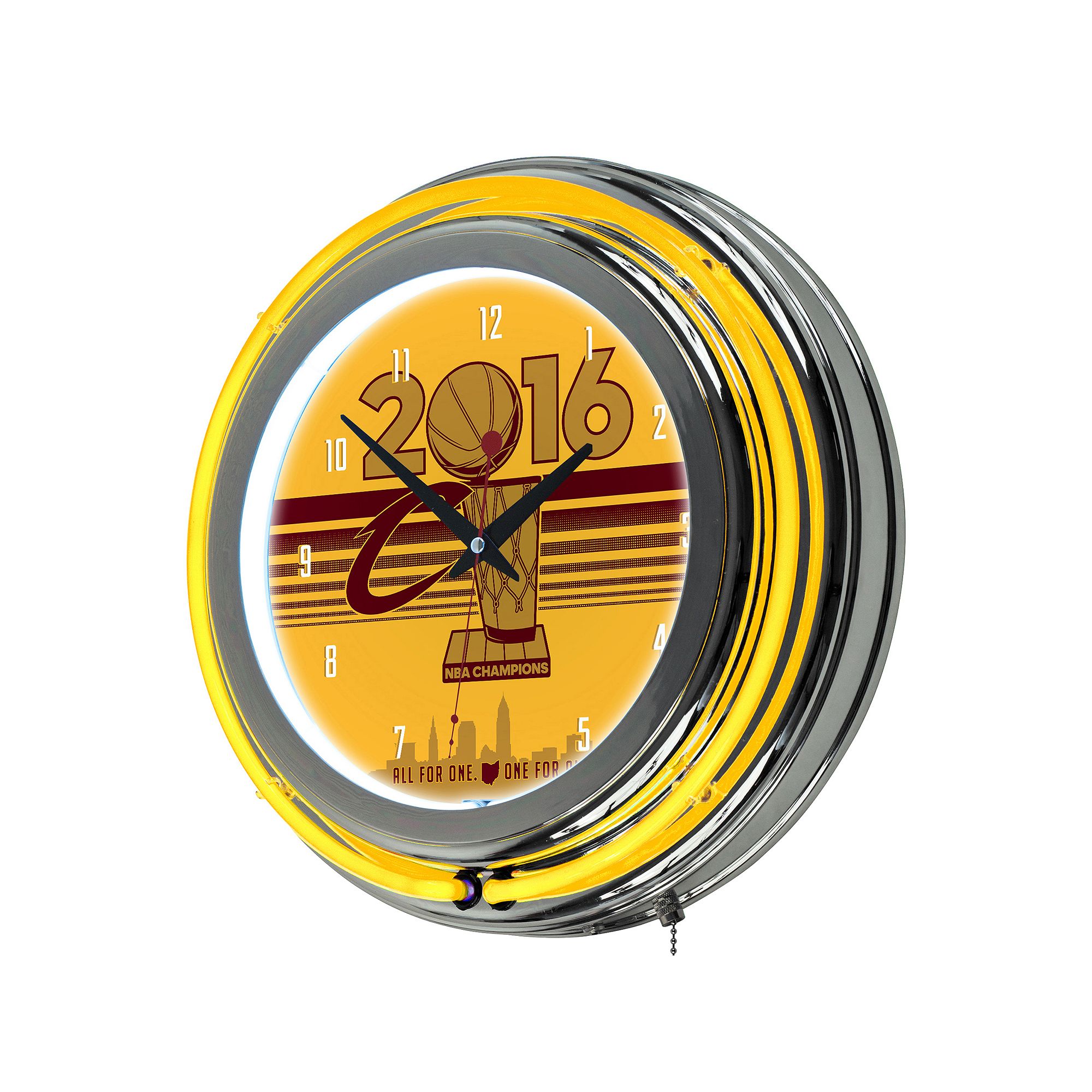Cleveland Cavaliers 2016 NBA Champions Chrome Double-Ring Neon Wall Clock, 