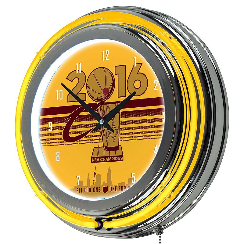 Cleveland Cavaliers 2016 NBA Champions Chrome Double-Ring Neon Wall Clock, 