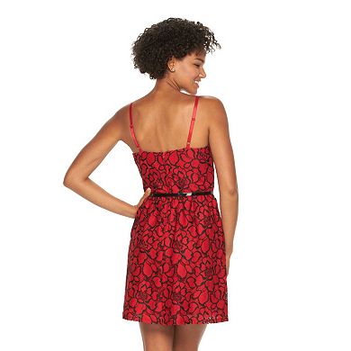 Juniors' Lily Rose Floral Lace Skater Dress