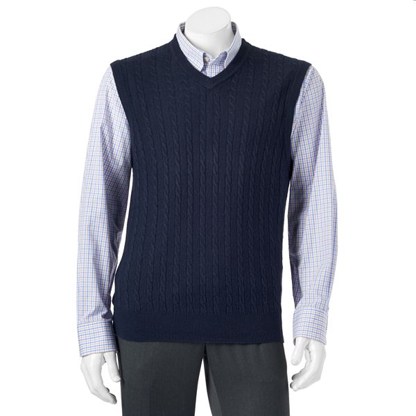 NWT MENS DOCKERS COMFORT TOUCH EASY CARE SWEATER VEST $50 SHADOW MAR 81075TSK 
