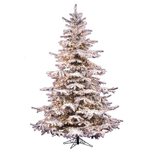 Vickerman 7.5-ft. Clear Pre-Lit Flocked Sierra Artificial Christmas Tree
