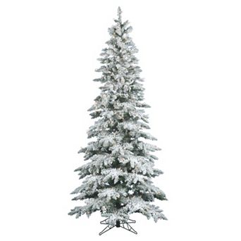 Vickerman Warm White 7.5-ft. Pre-Lit Flocked Slim Utica Fir Artificial Christmas Tree