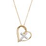 10k Gold 1/10 Carat T.W. Diamond Cross Heart Pendant