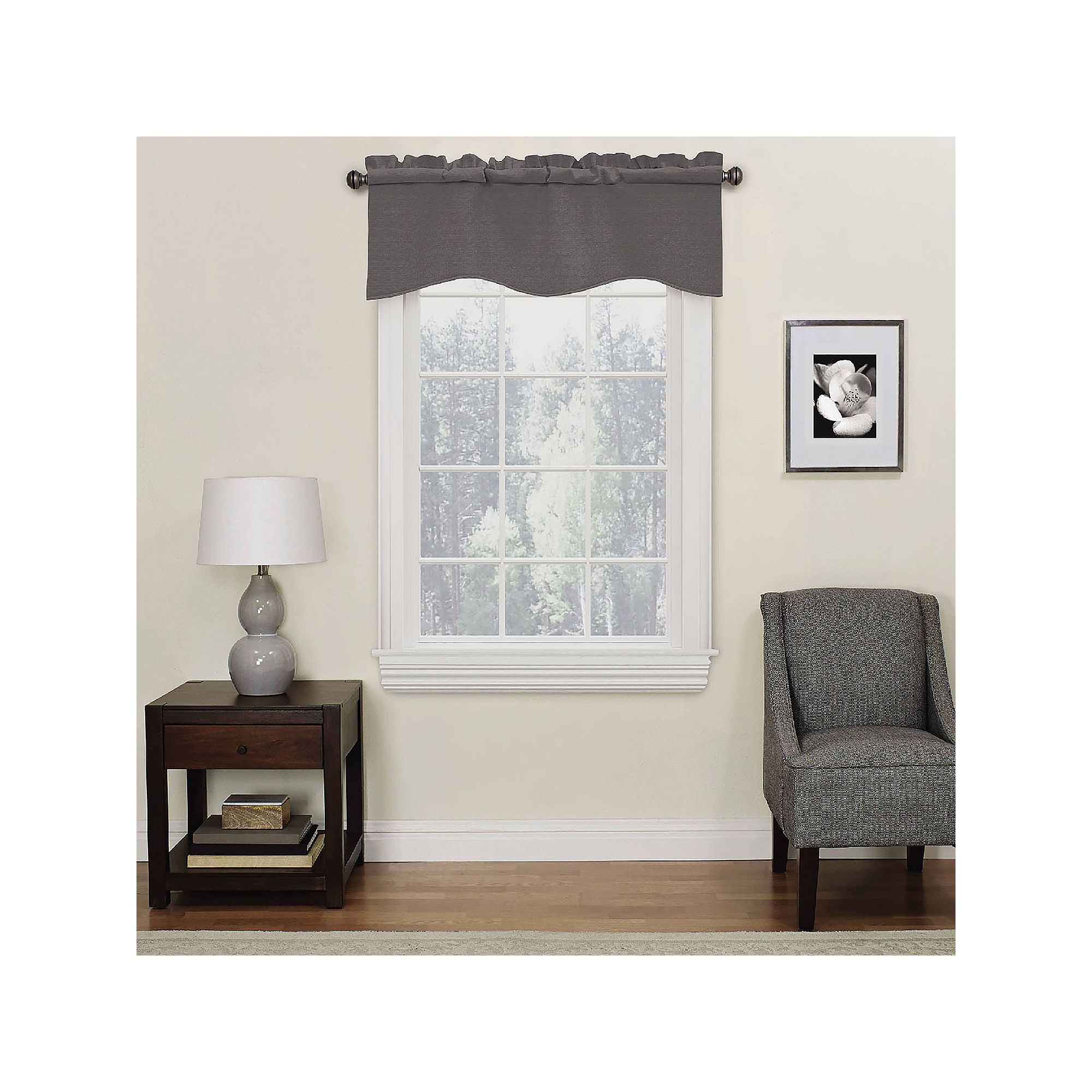 eclipse Kids Kendall Blackout Wave 1-Panel Window Valance, Grey