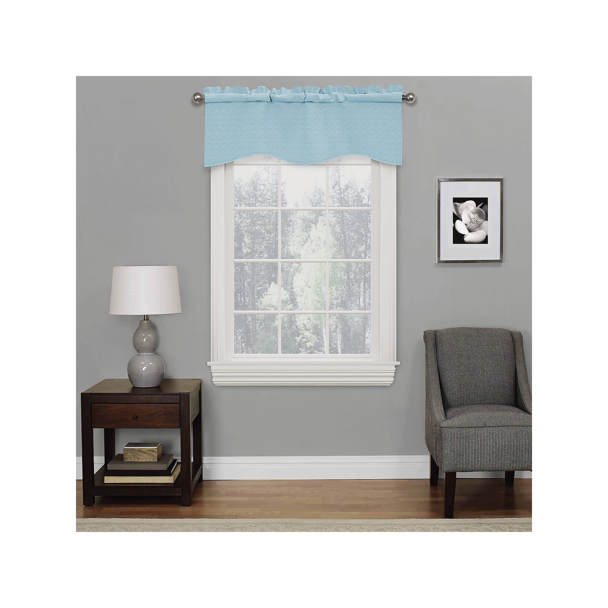 eclipse Kids Kendall Blackout Wave 1-Panel Window Valance, Sterling Blue