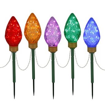Vickerman Multicolor LED Bulb Christmas Lawn Stake 5 pc Set