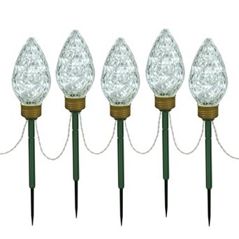Vickerman Cool White LED Bulb Christmas Lawn Stake 5 pc Set