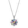 Sterling Silver Gemstone Flower Pendant Necklace 