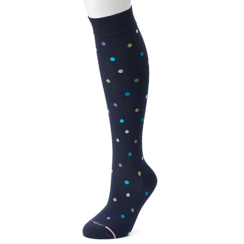 Dr. Motion Dotted Compression Knee-High Socks, Womens, Size: 9-11, Blue