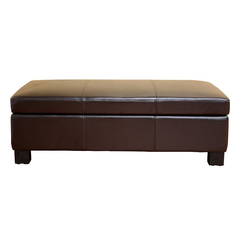 Gallo Leather Storage Ottoman Dark Brown - Baxton Studio