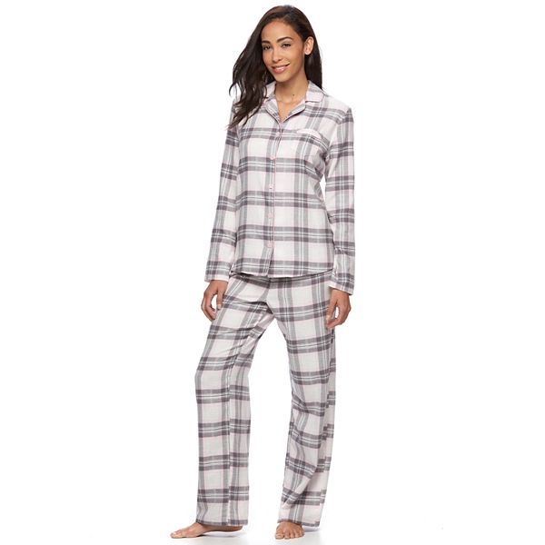 Women's Croft & Barrow® Pajamas: Flannel Notch Collar PJ Set