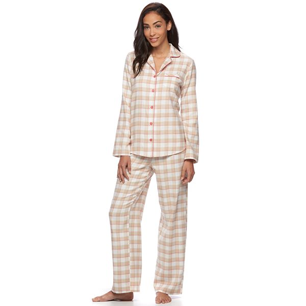 Women's Croft & Barrow® Pajamas: Flannel Notch Collar PJ Set