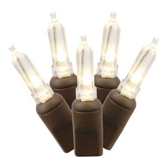 Vickerman 100 Light Italian Warm White LED Christmas Lights with Brown Wire