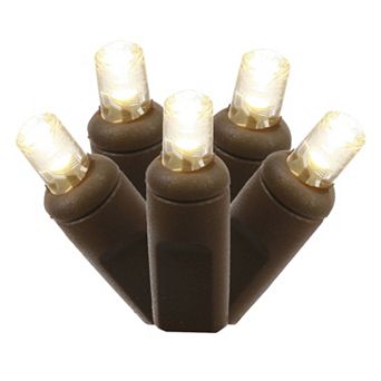 Vickerman 100 Light Wide Angle Warm White LED Christmas Lights with Brown Wire