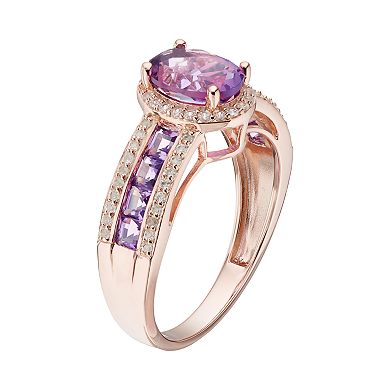 Sterling Silver Amethyst & Lab-Created White Sapphire Halo Ring