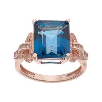 Sterling Silver London Blue Topaz & Lab-Created White Sapphire Ring