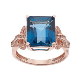 MASTERPIECE Sterling Silver London Blue Topaz & Lab-Created White Sapphire Ring