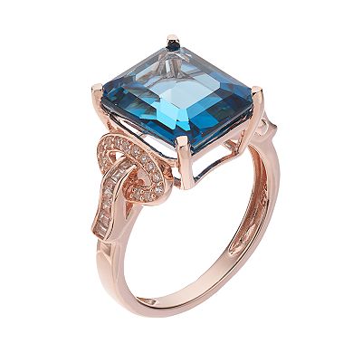 MASTERPIECE Sterling Silver London Blue Topaz & Lab-Created White Sapphire Ring