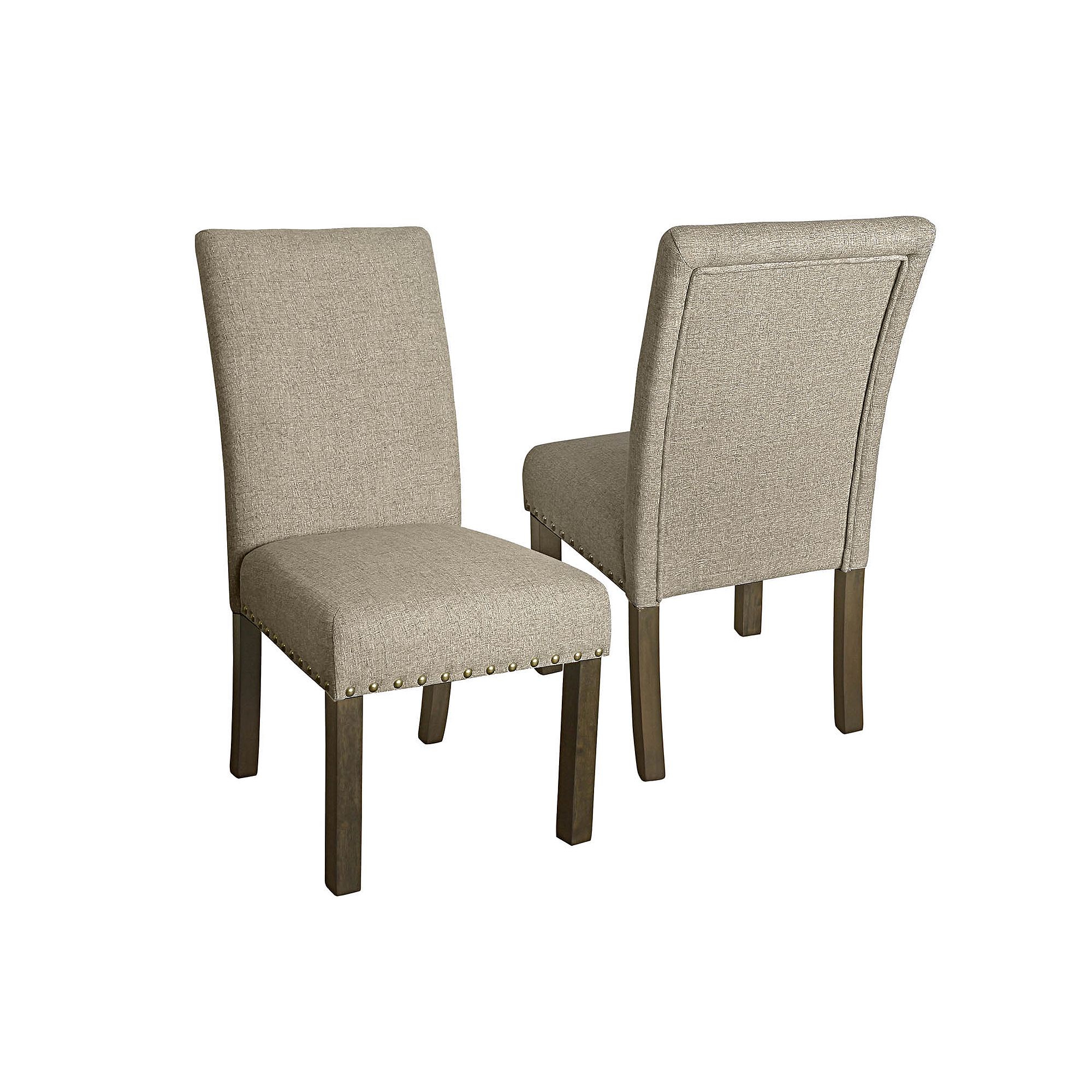 HomePop Nailhead Parsons Dining Chair 2-piece Set, Linen