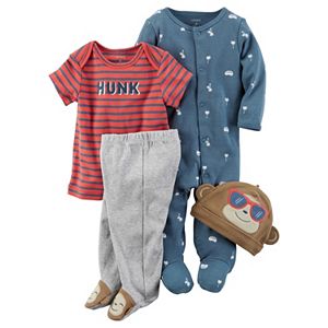 Baby Boy Carter's Print Sleep & Play, Tee, Footed Pants & Monkey Hat Set